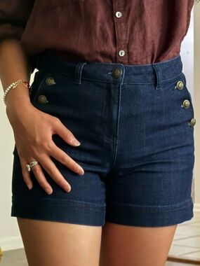 dark wash denim shorts